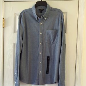 Banana Republic Blue Knit Pique Button Down Shirt NWT